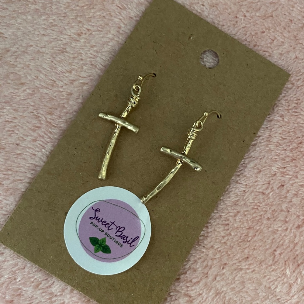 Hammered Cross Earrings